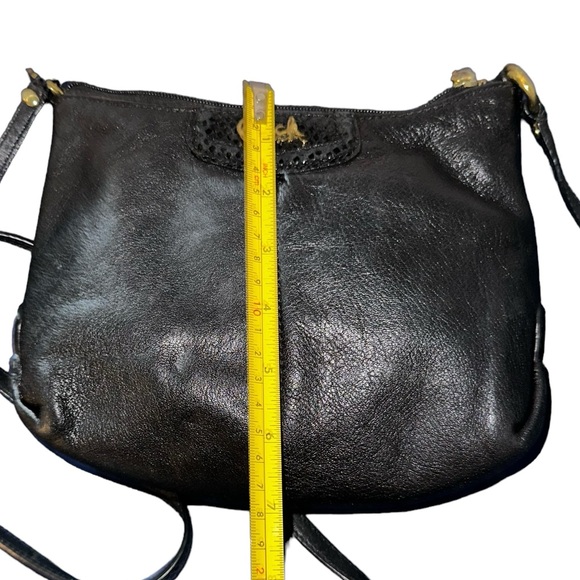 Coach Ashley Python, Pleated Black Leather Swingpack, Crossbody Purse Bag Zipper - Picture 12 of 16